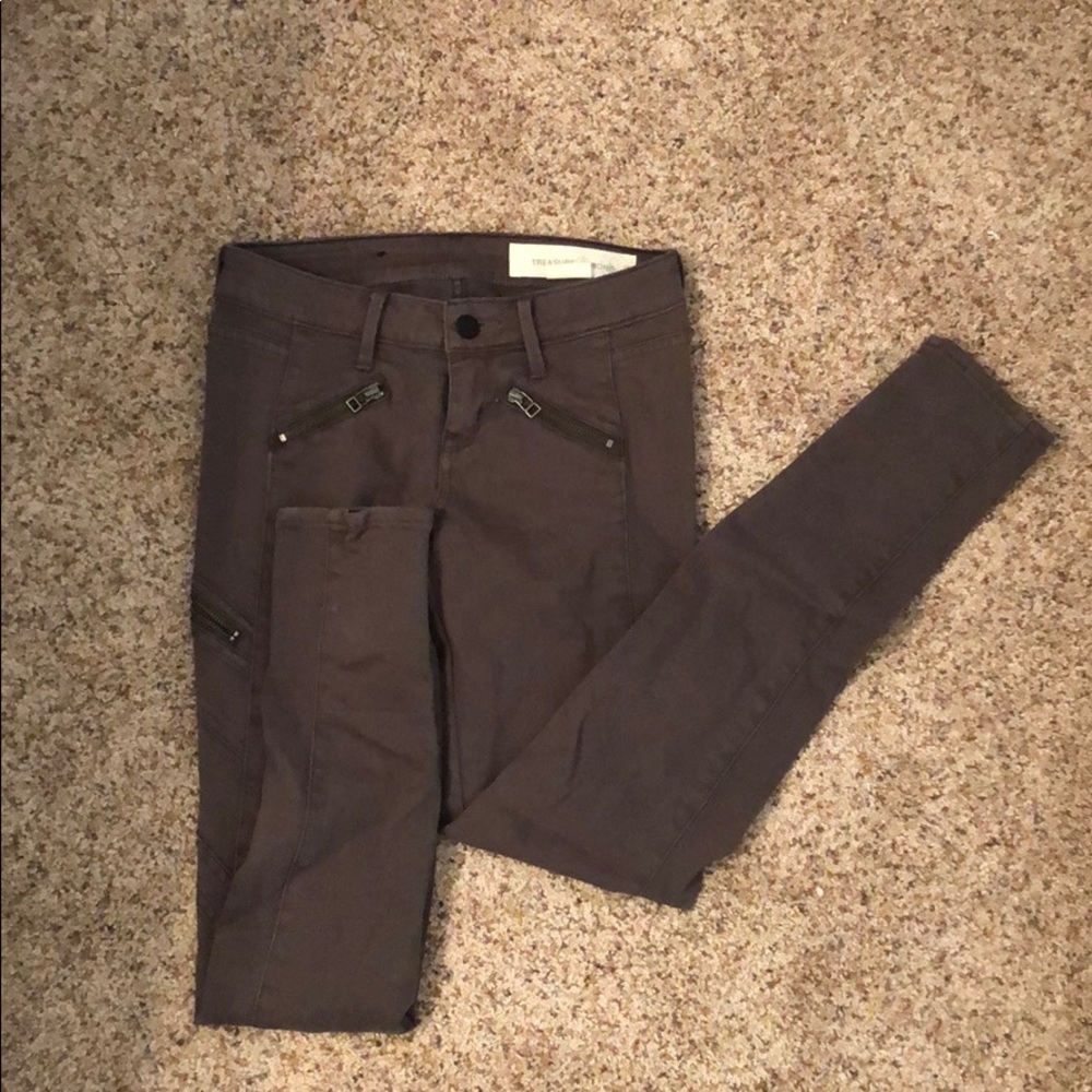 Army green skinny cargo pants